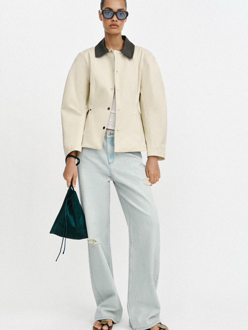 Zara Contrast collar peplum Jacket